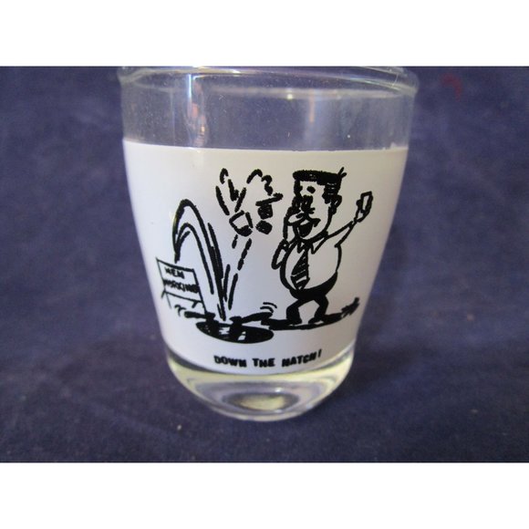 Inappropriate Bad Boy Cartoon Shot Glasses Vintage Anchor Hocking Three IOP - Picture 3 of 14